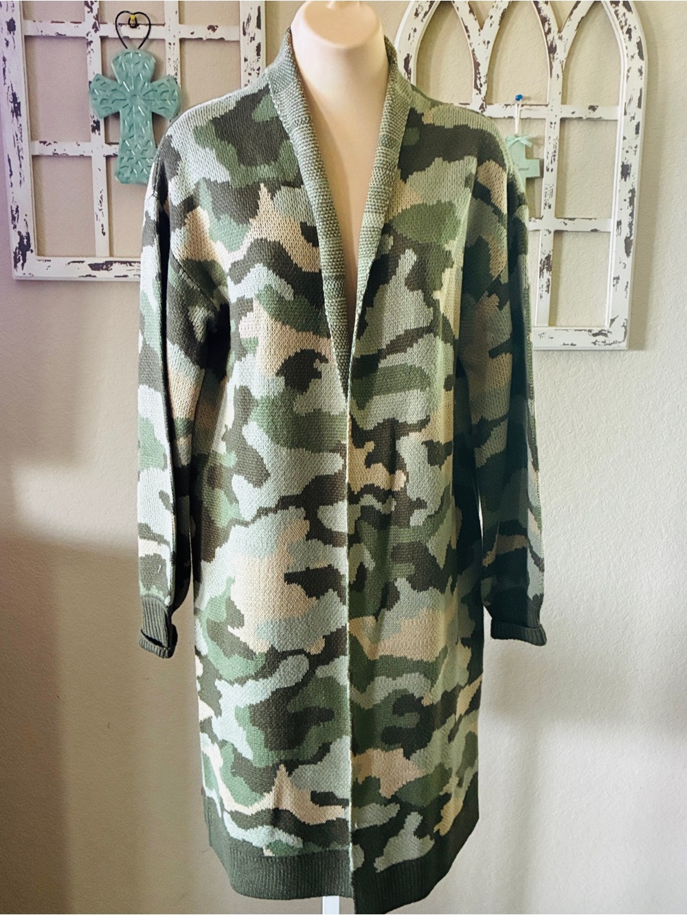 Cato Olive and Tan Knit Cardigan